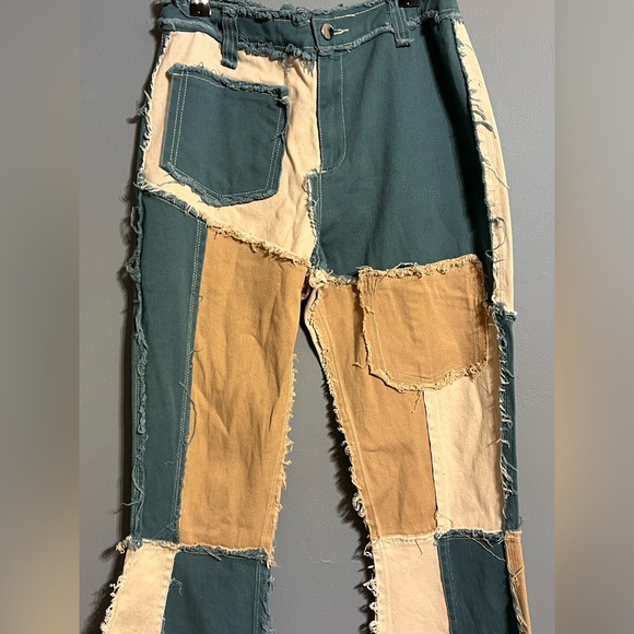 KTOO Grunge boho Patchwork Pant hippie Flare Pants size medium (26 waist) - Picture 3 of 12